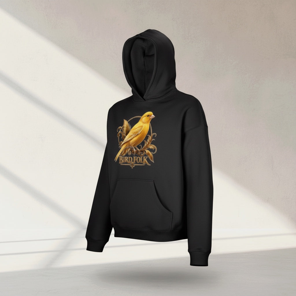 Bird Folk Canary Crest Hoodie – Premium Front Print