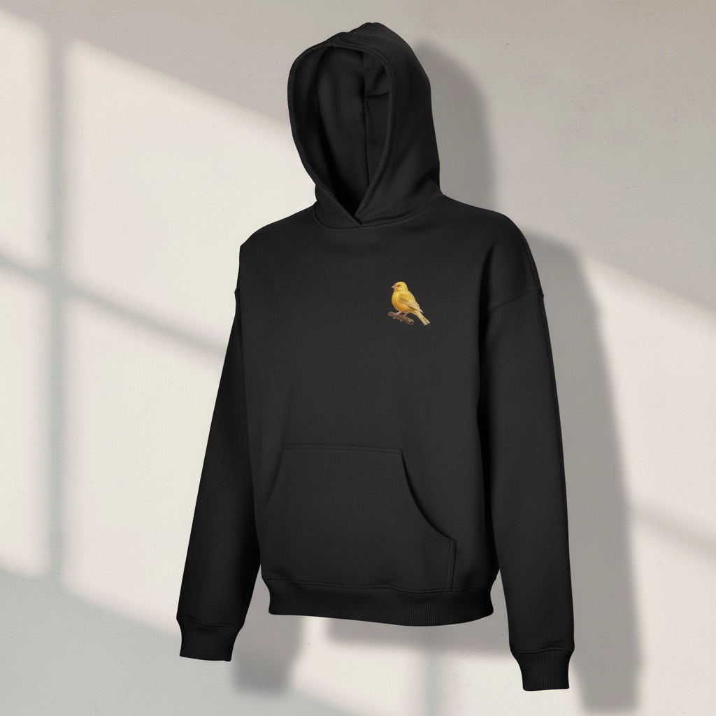 Golden Canary Hoodie – Minimal Front Chest Print