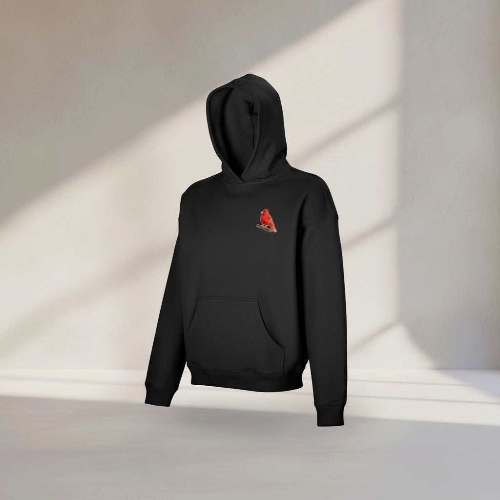 Red Factor Canary Hoodie – Minimal Front Chest Print