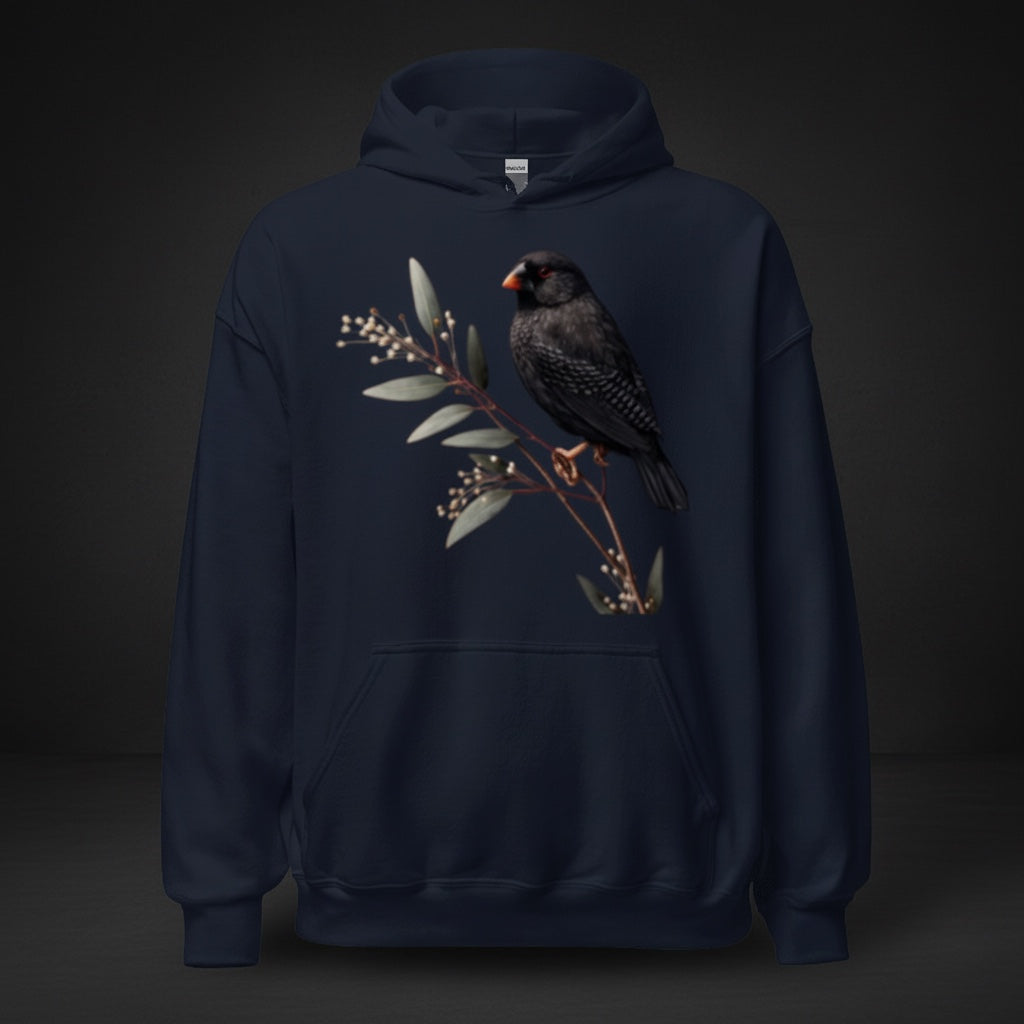 Black Zebra Minimal Hoodie – Black Zebra Finch Hoodie | Bird Folk