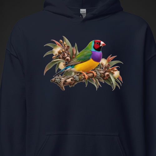 Autumn Botanical Gouldian Finch Hoodie – Front Print | Bird Folk
