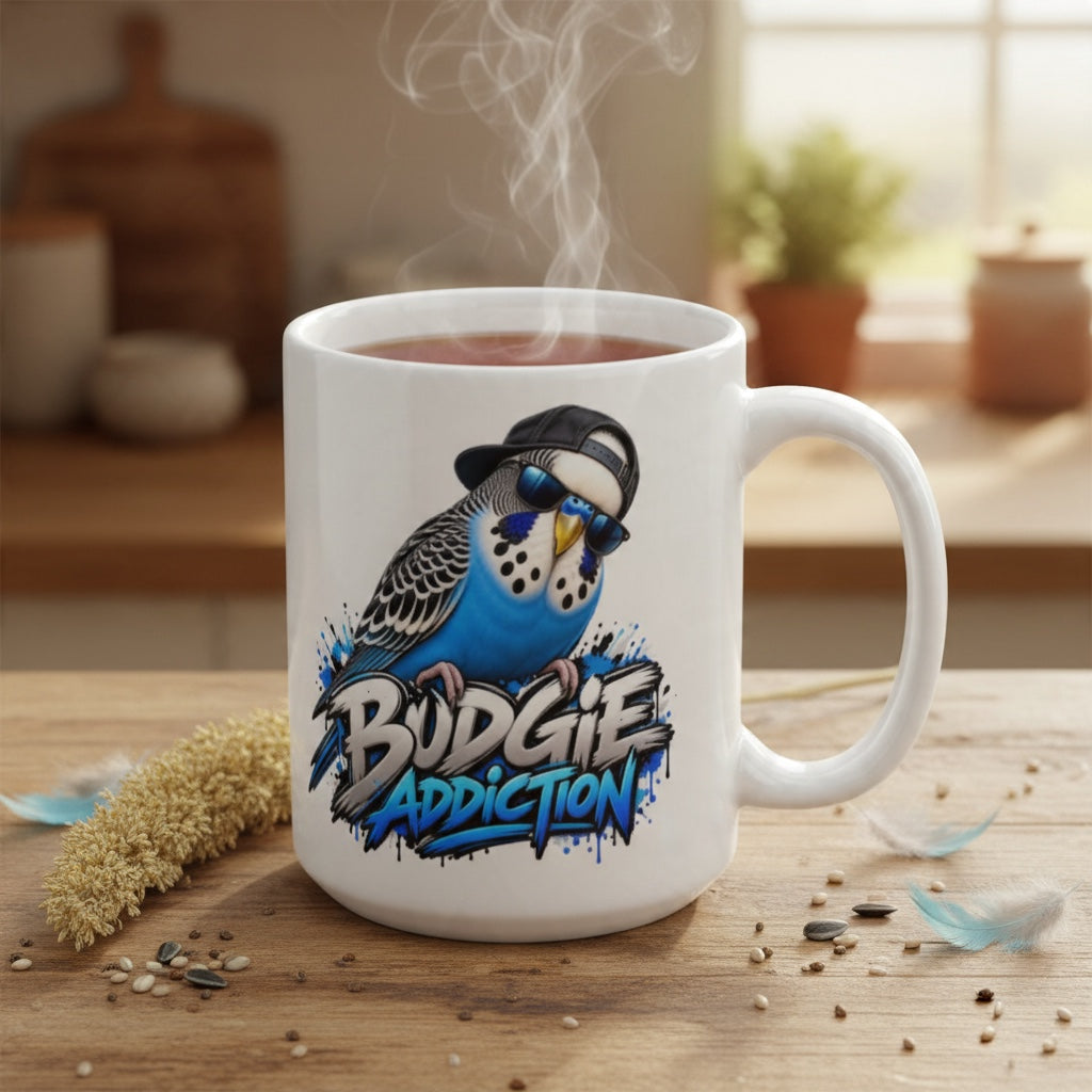 Budgie Addiction – Blue Budgie Mug | 11oz & 15oz