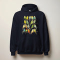Colourful Budgie Flock Hoodie – Multi-Budgie Front Print
