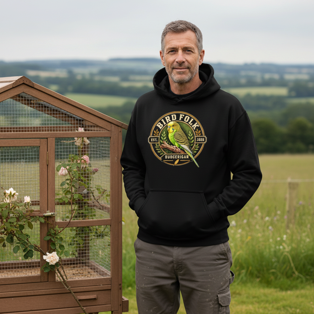 Budgie Club Hoodie – Retro Bird Keeper Front Print
