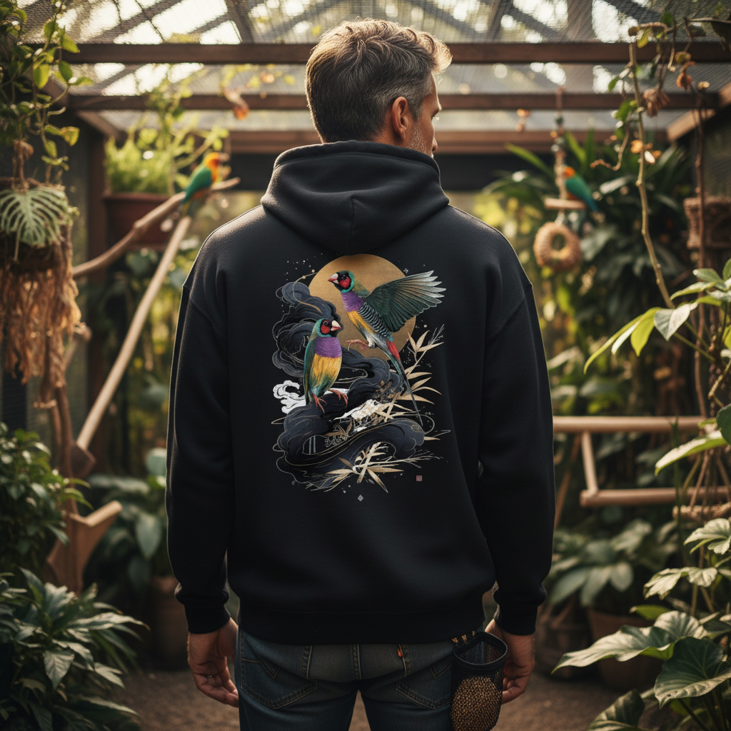 Artistic Gouldian Gouldian Finch Hoodie – Back Print | Bird Folk