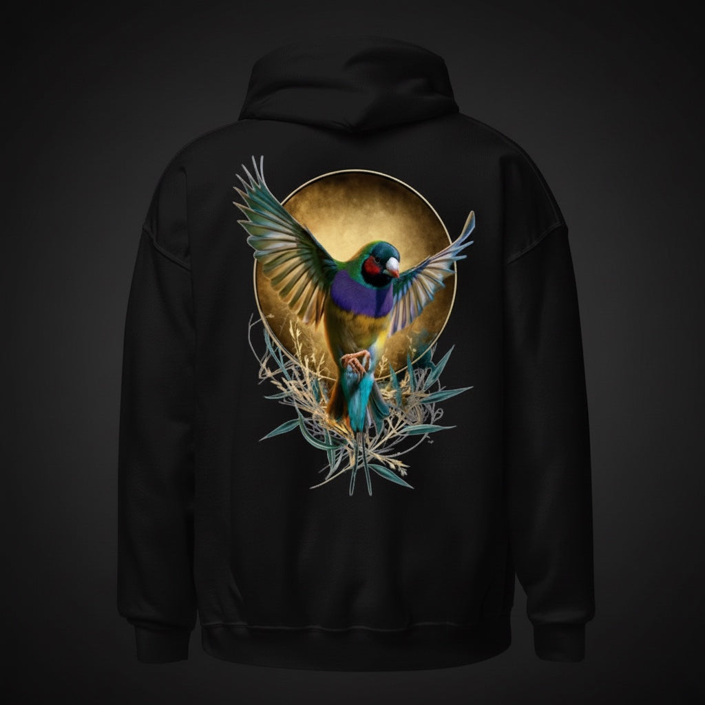 Winged Gouldian Gouldian Finch Hoodie – Back Print | Bird Folk