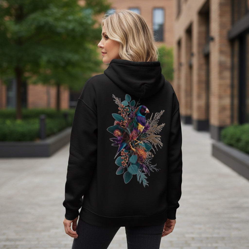Floral Gouldian Gouldian Finch Hoodie – Back Print | Bird Folk