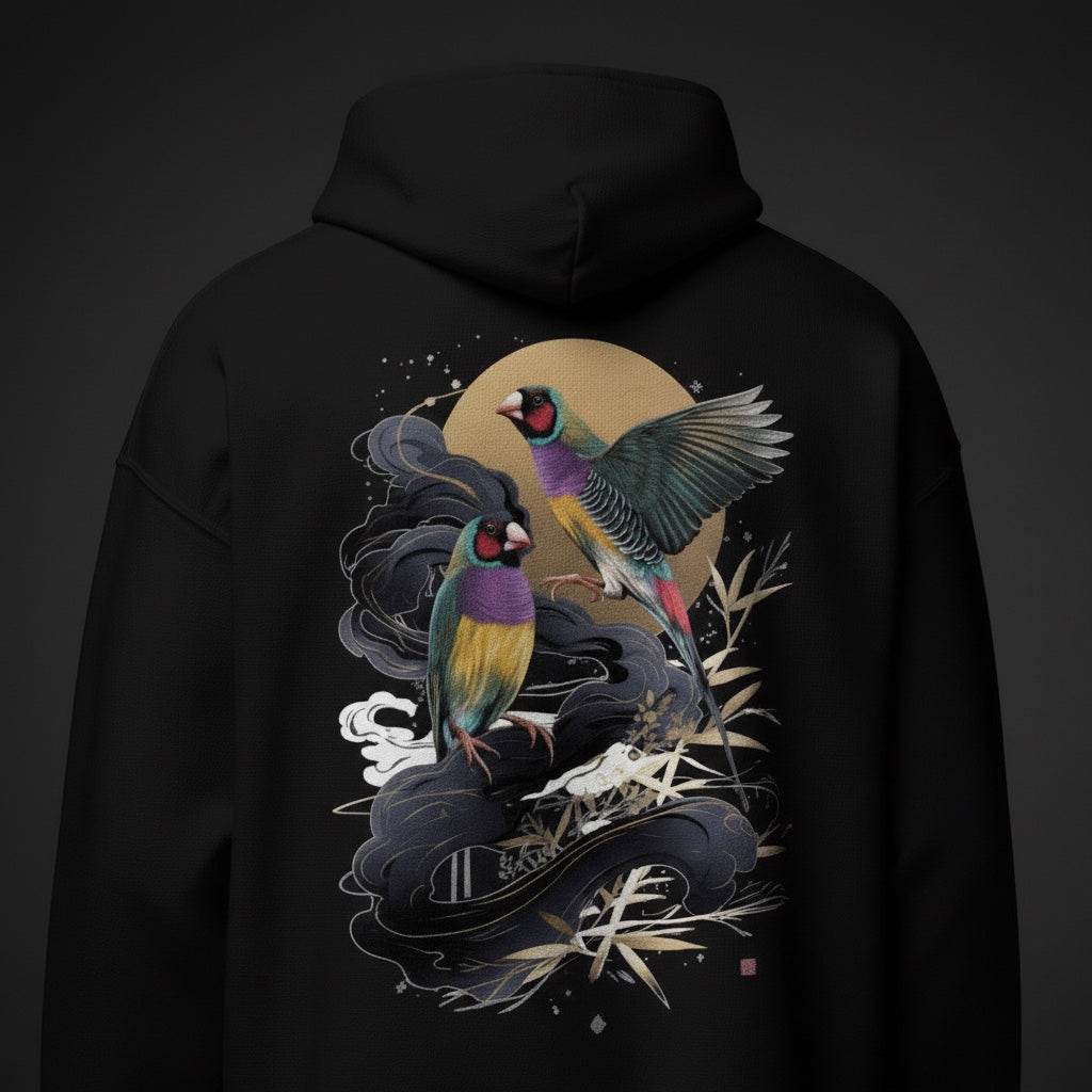 Artistic Gouldian Gouldian Finch Hoodie – Back Print | Bird Folk