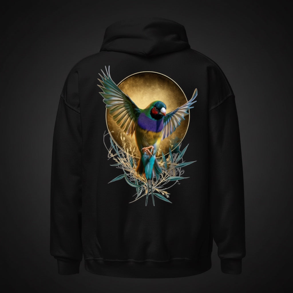 Winged Gouldian Gouldian Finch Hoodie – Back Print | Bird Folk