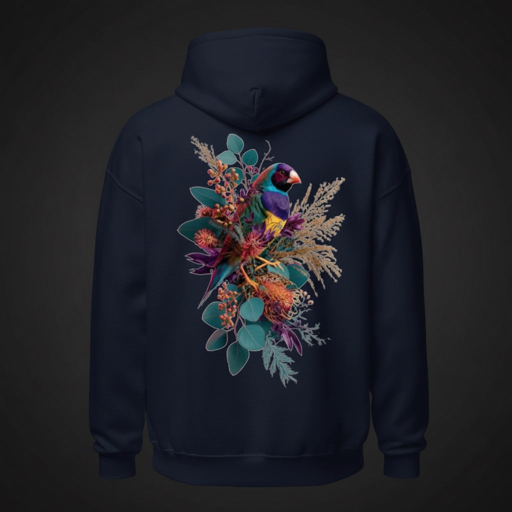 Floral Gouldian Gouldian Finch Hoodie – Back Print | Bird Folk