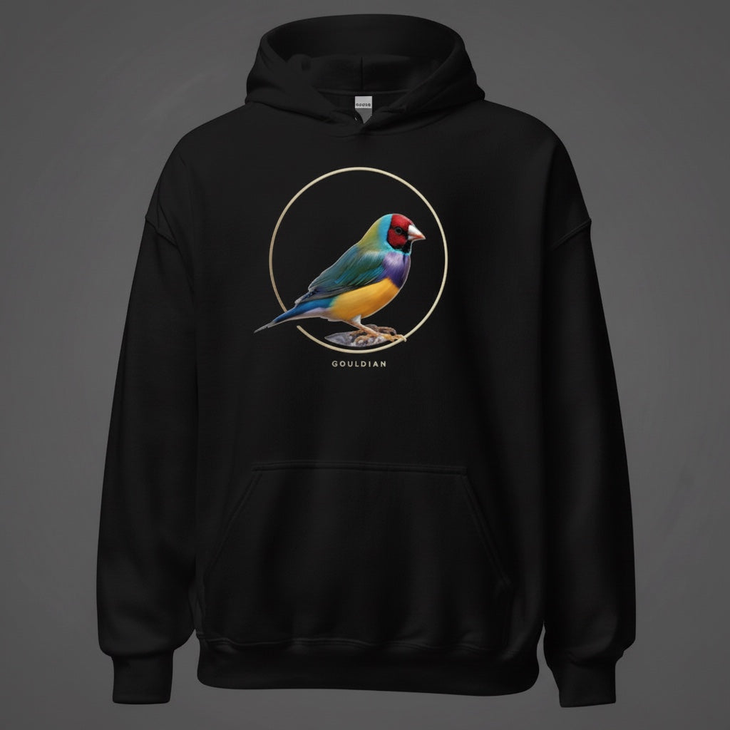 Minimal Circle Gouldian Finch Hoodie – Front Print | Bird Folk