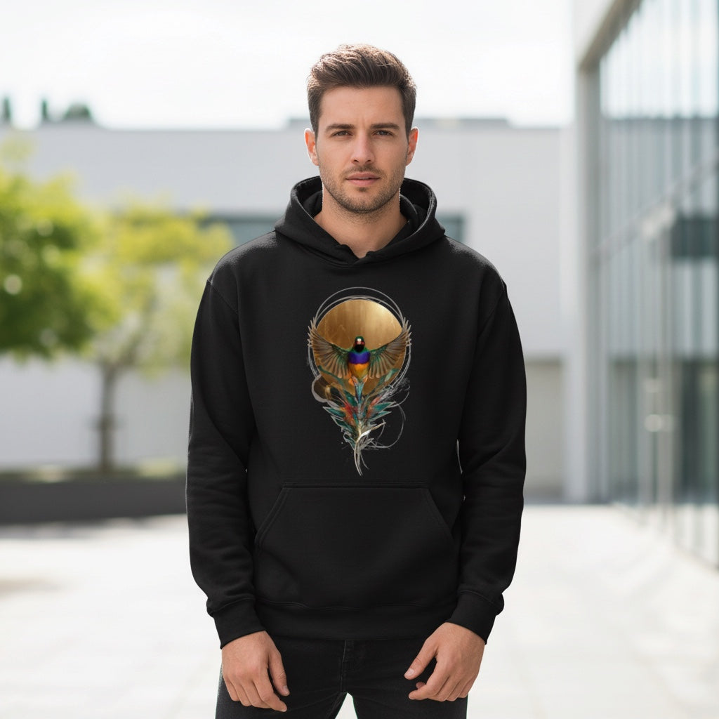 Feather Emblem Gouldian Finch Hoodie – Front Print | Bird Folk