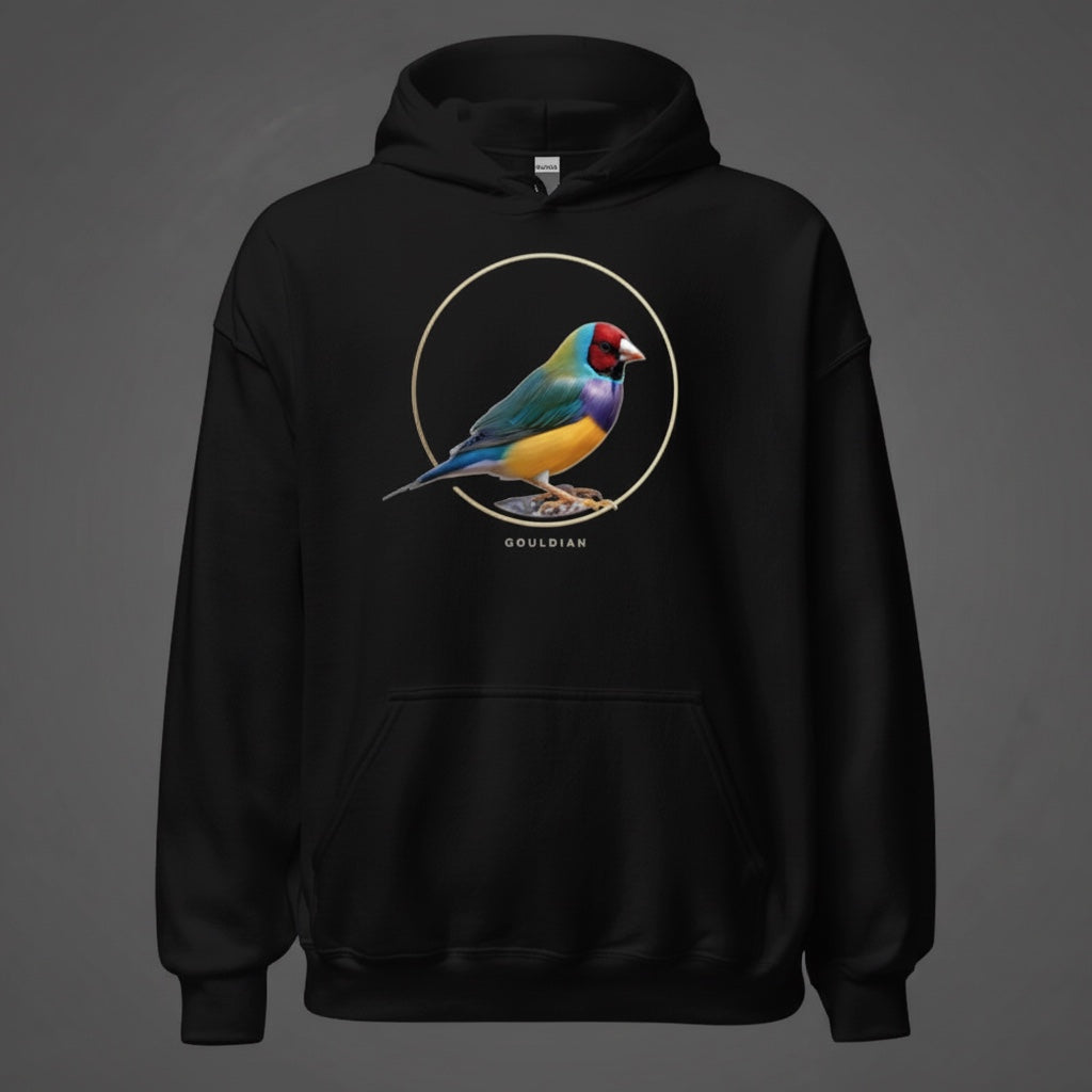 Minimal Circle Gouldian Finch Hoodie – Front Print | Bird Folk