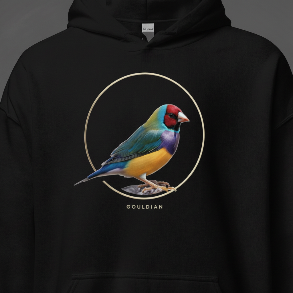 Minimal Circle Gouldian Finch Hoodie – Front Print | Bird Folk