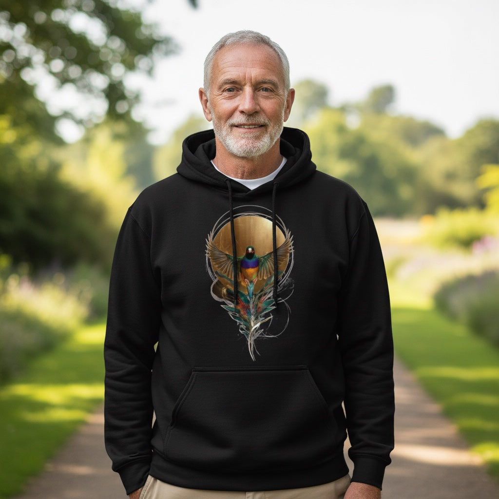 Feather Emblem Gouldian Finch Hoodie – Front Print | Bird Folk