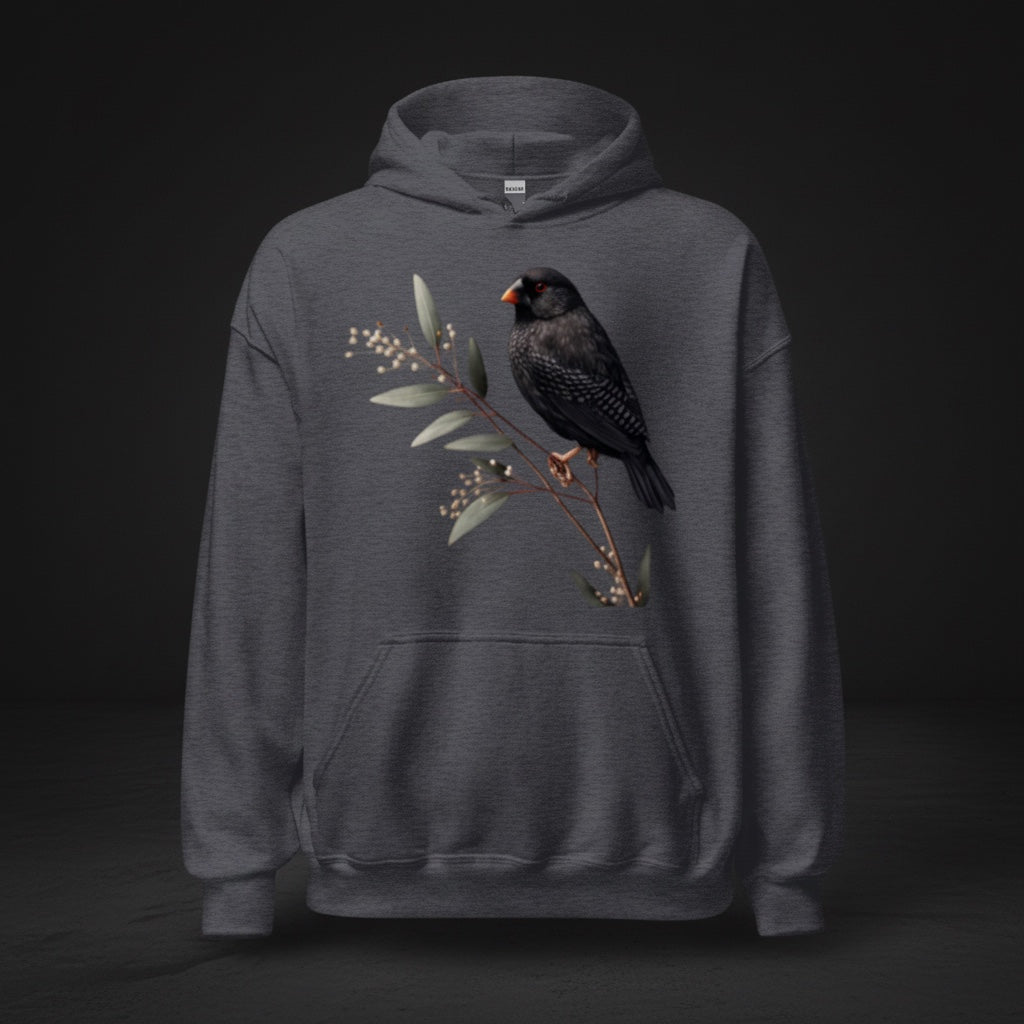 Black Zebra Minimal Hoodie – Black Zebra Finch Hoodie | Bird Folk