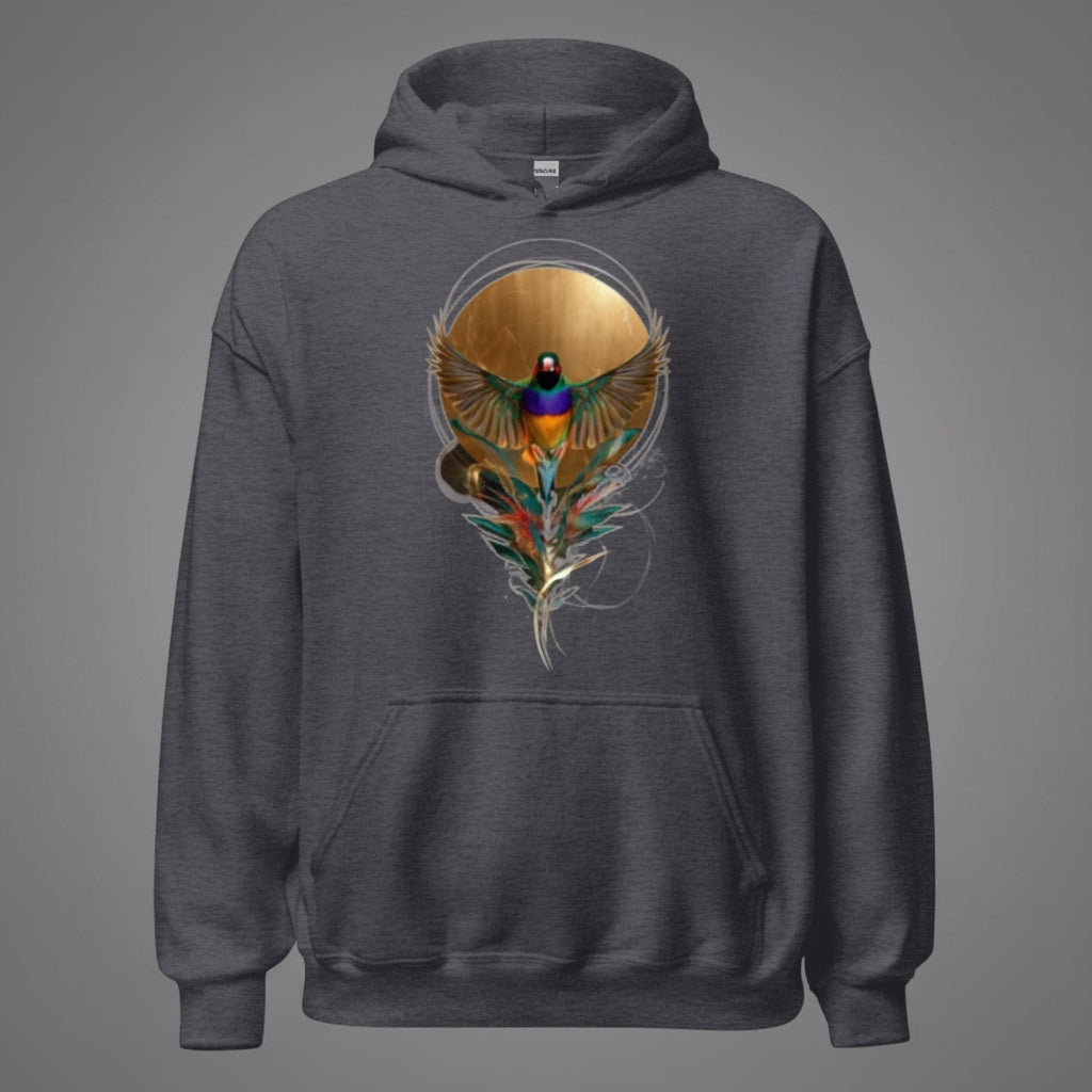 Feather Emblem Gouldian Finch Hoodie – Front Print | Bird Folk