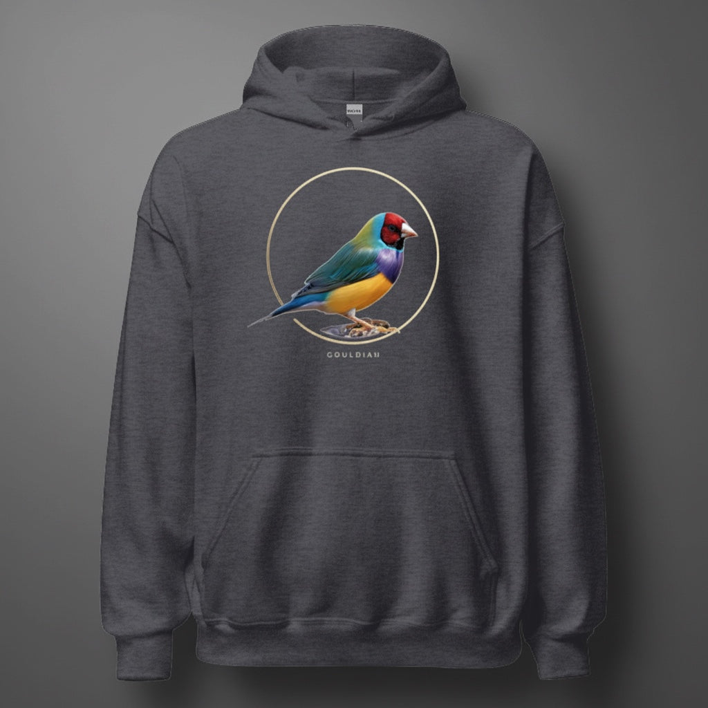 Minimal Circle Gouldian Finch Hoodie – Front Print | Bird Folk