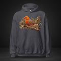 Orange Botanical Zebra Finch Hoodie – Front Print | Bird Folk
