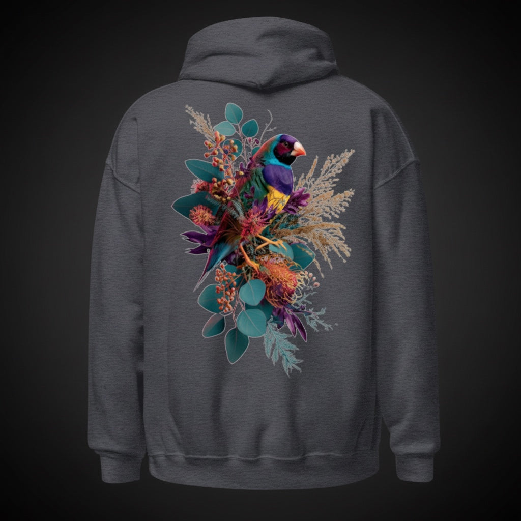 Floral Gouldian Gouldian Finch Hoodie – Back Print | Bird Folk