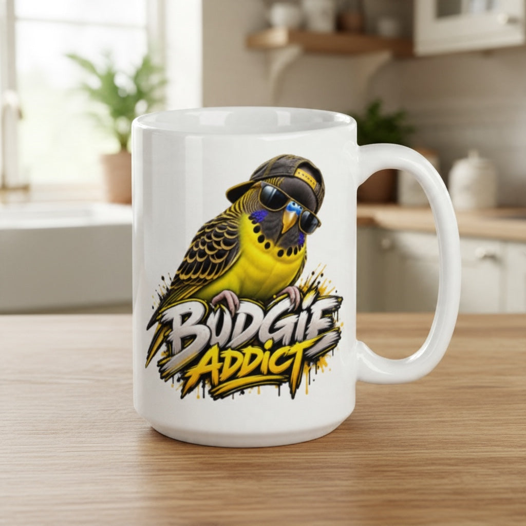 Budgie Addict – Yellow Budgie Mug | 11oz & 15oz