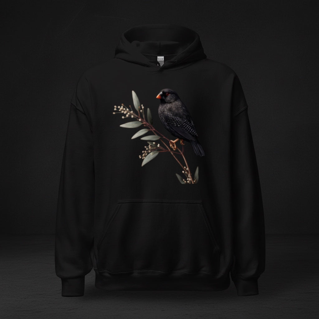 Black Zebra Minimal Hoodie – Black Zebra Finch Hoodie | Bird Folk