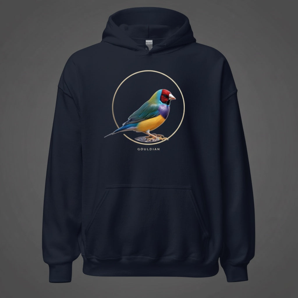 Minimal Circle Gouldian Finch Hoodie – Front Print | Bird Folk