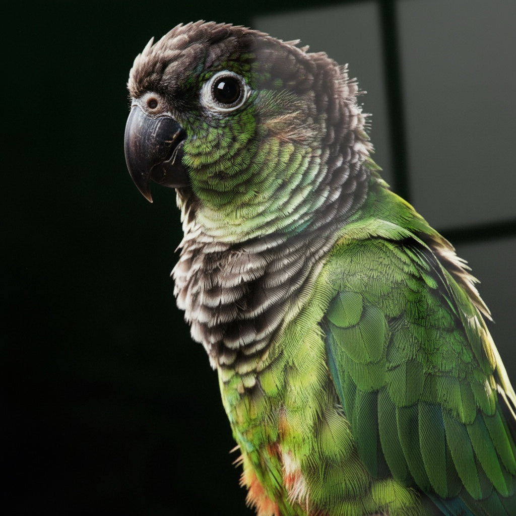 Green-cheeked Conure — high-gloss aluminium bird art print by Bird Folk — product image 2