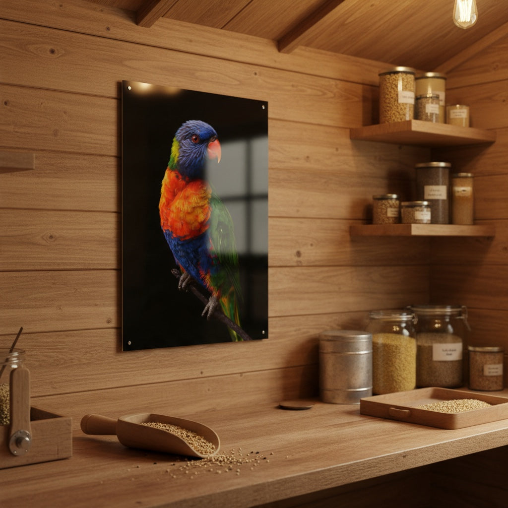 Rainbow Lorikeet — high-gloss aluminium bird art print by Bird Folk — product image 5