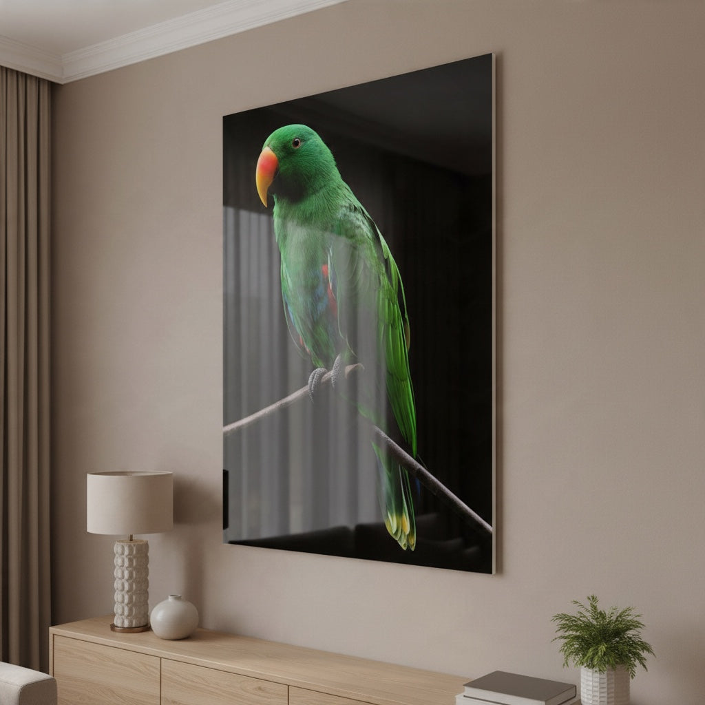 Alexandrine Parakeet — high-gloss aluminium bird art print by Bird Folk — product image 3