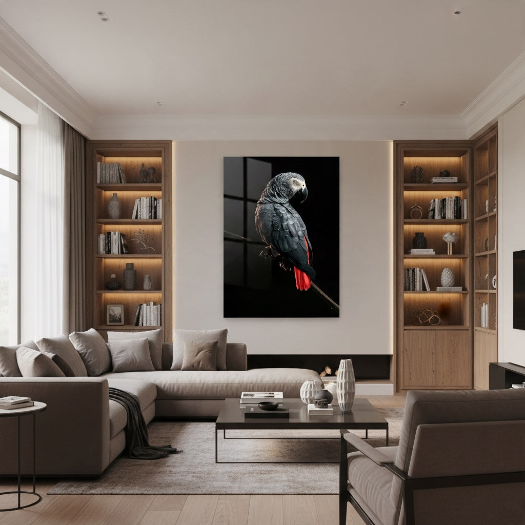 African Grey Parrot — high-gloss aluminium bird art print by Bird Folk — product image 4