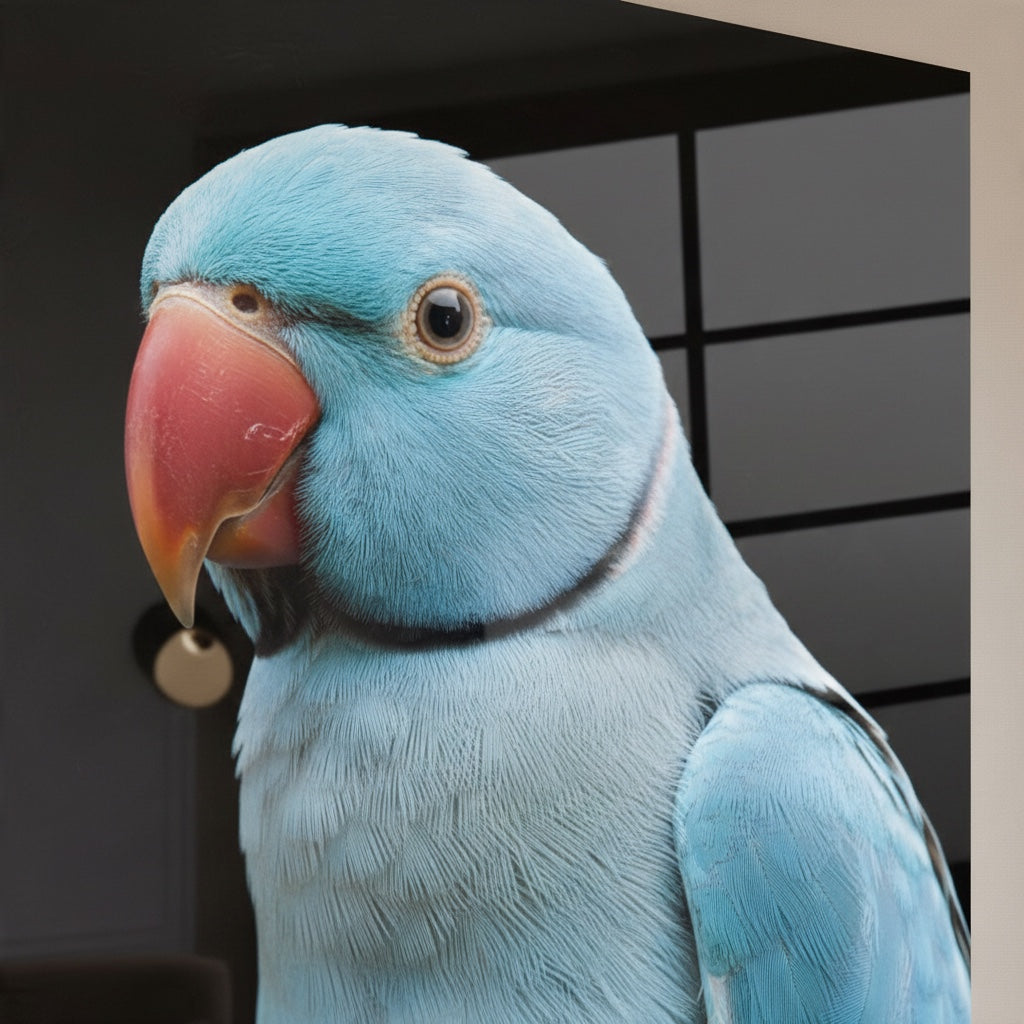 Blue Indian Ringneck — high-gloss aluminium bird art print by Bird Folk — product image 3
