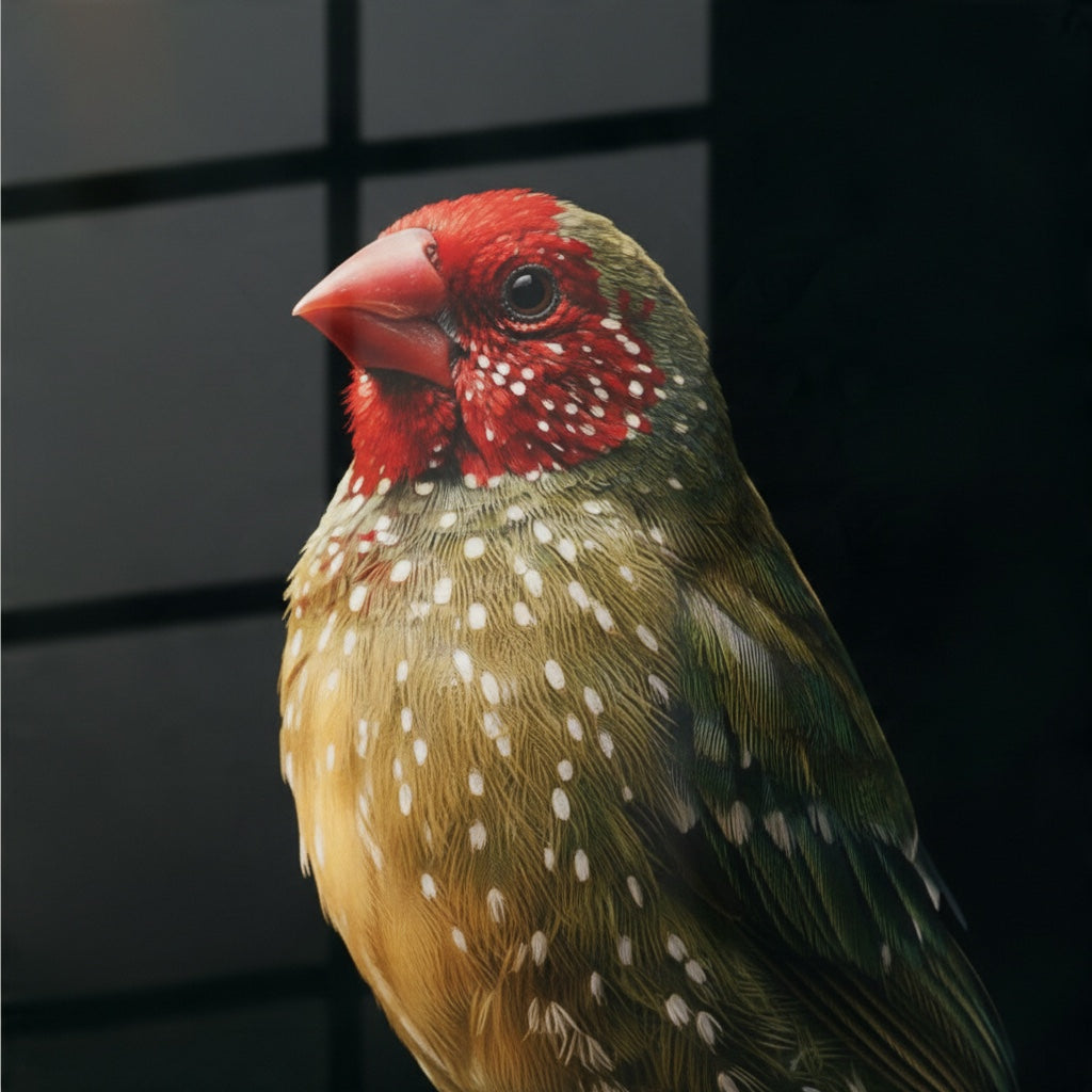Star Finch — high-gloss aluminium bird art print by Bird Folk — product image 3