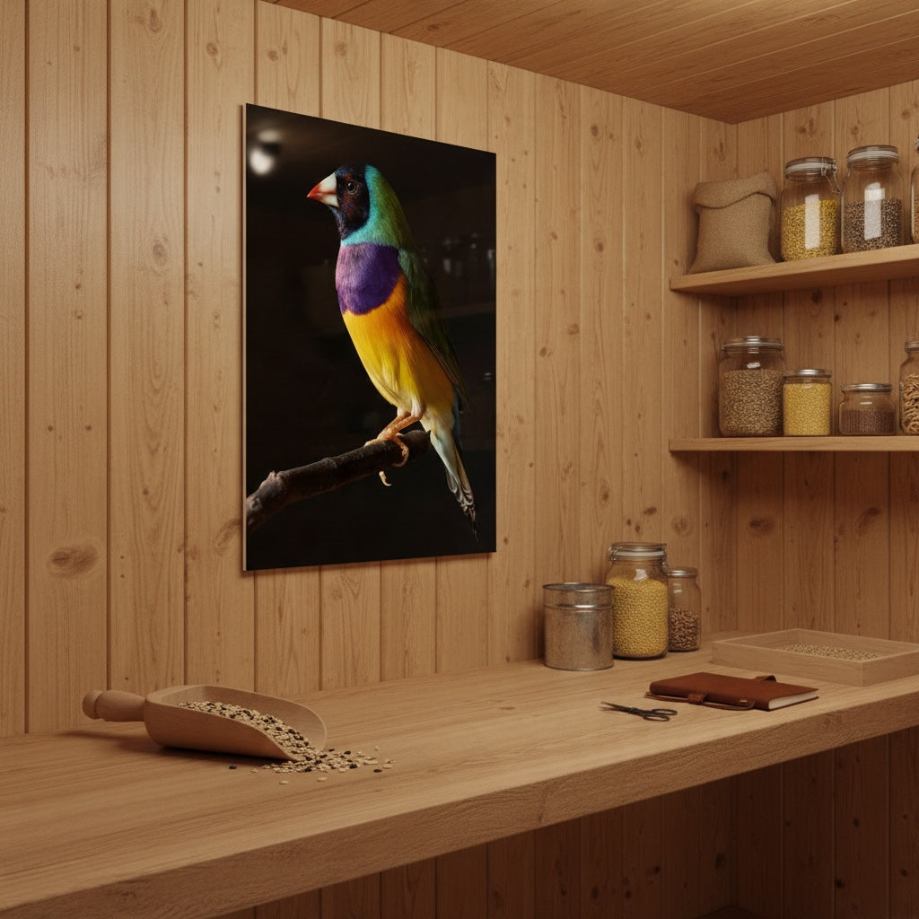 Gouldian Finch 1 — high-gloss aluminium bird art print by Bird Folk — product image 2