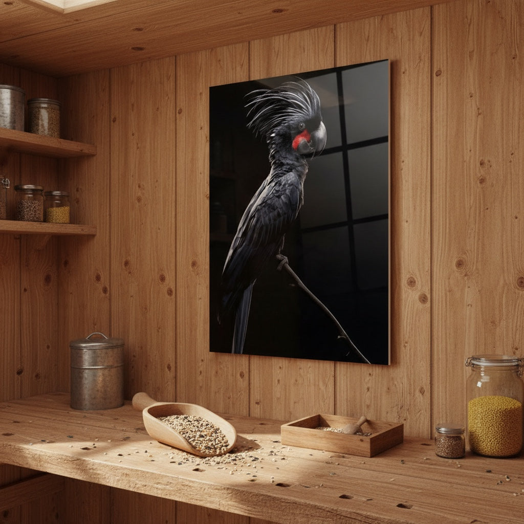 Black Palm Cockatoo — high-gloss aluminium bird art print by Bird Folk — product image 2