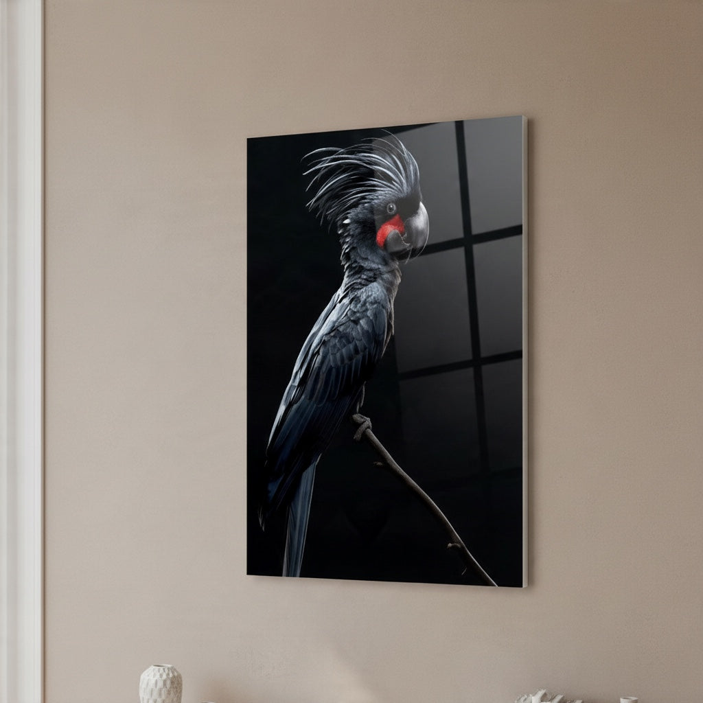 Black Palm Cockatoo — high-gloss aluminium bird art print by Bird Folk