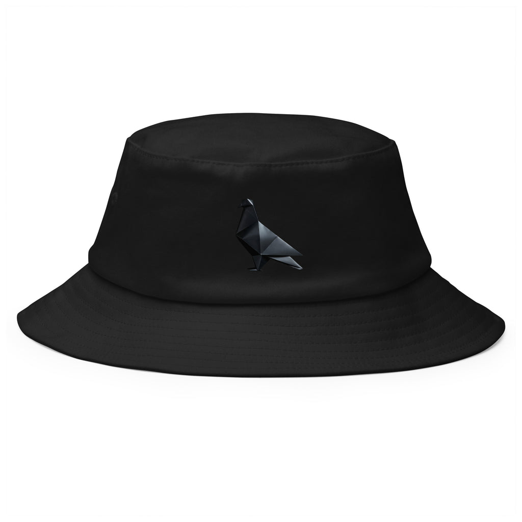 Blackout Polygon Minimal geometric pigeon Bucket Hat by Bird Folk