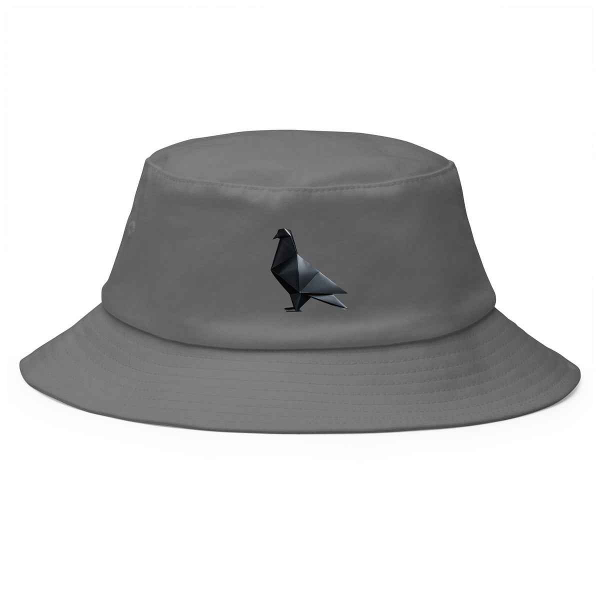 Blackout Polygon Minimal geometric pigeon Bucket Hat by Bird Folk