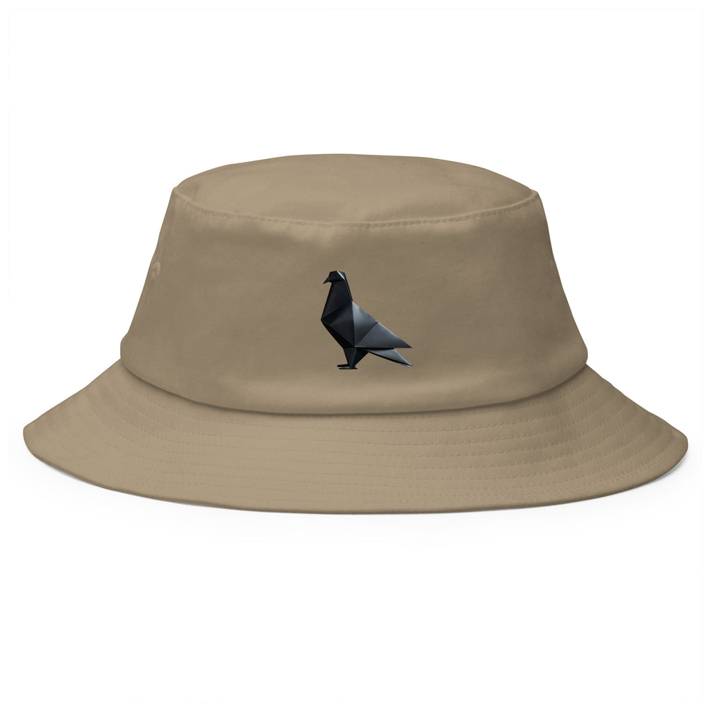 Blackout Polygon Minimal geometric pigeon Bucket Hat by Bird Folk
