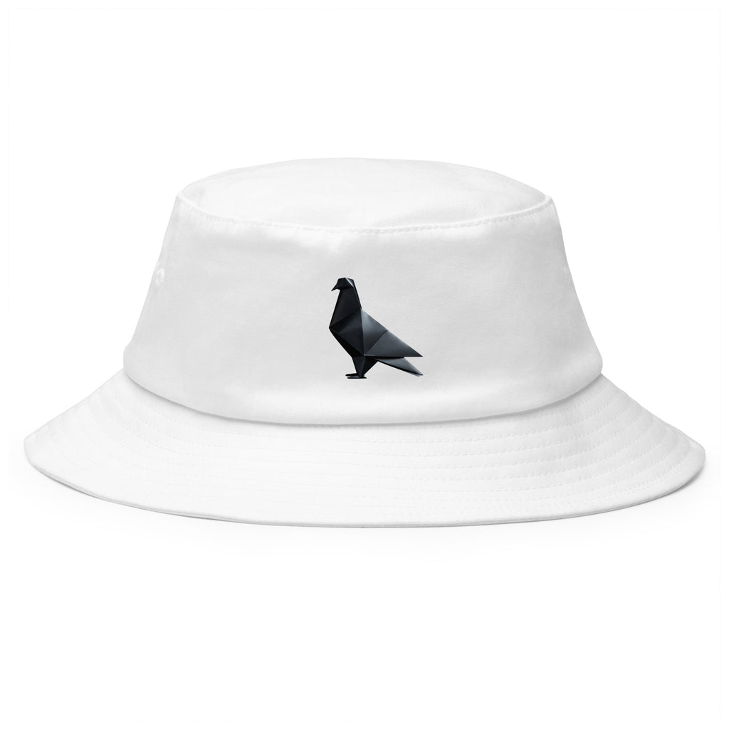 Blackout Polygon Minimal geometric pigeon Bucket Hat by Bird Folk