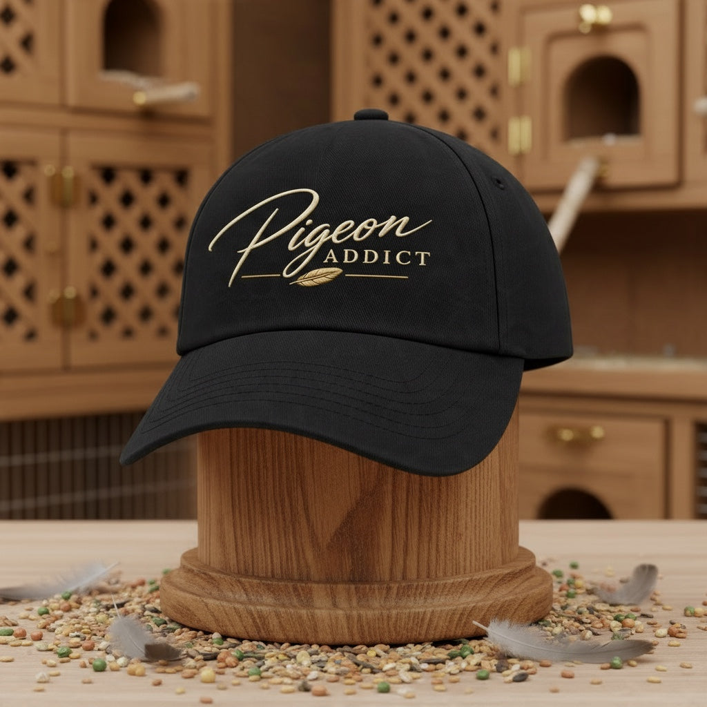 Pigeon Addict Gold Script Cap