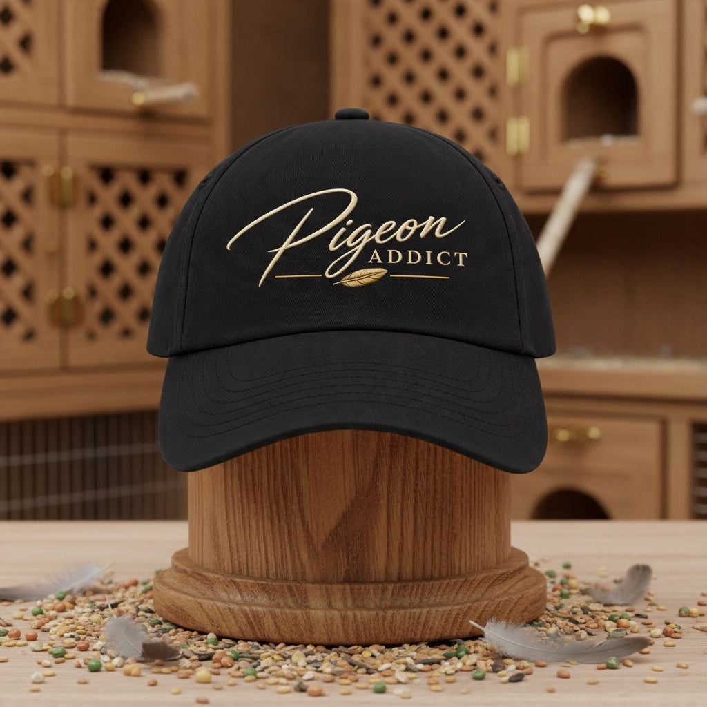 Pigeon Addict Gold Script Cap