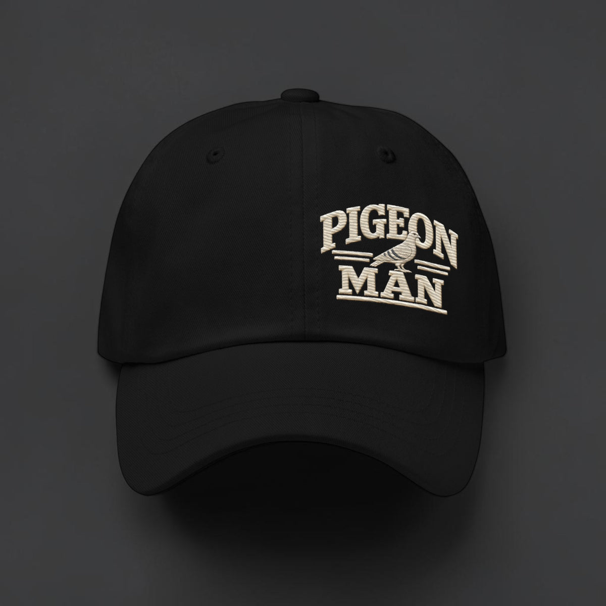 Pigeon Man Embroidered Dad Cap — Bird Folk