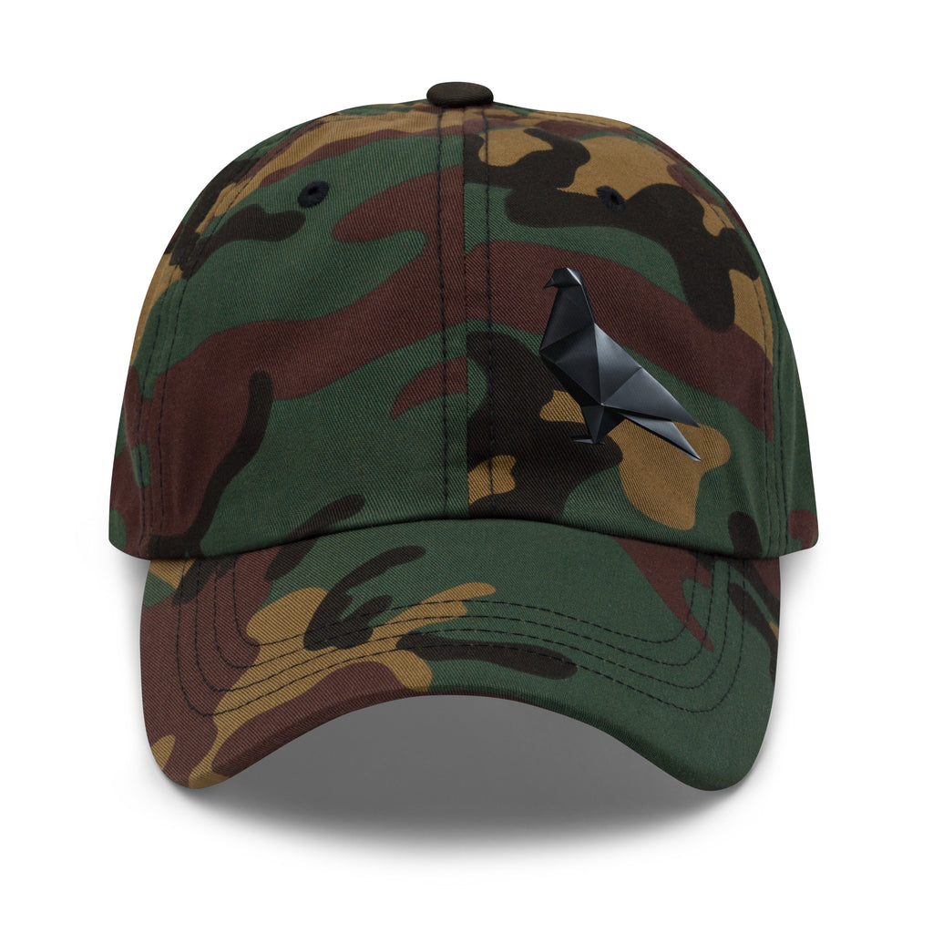 Blackout Polygon Minimal geometric pigeon Dad Cap by Bird Folk