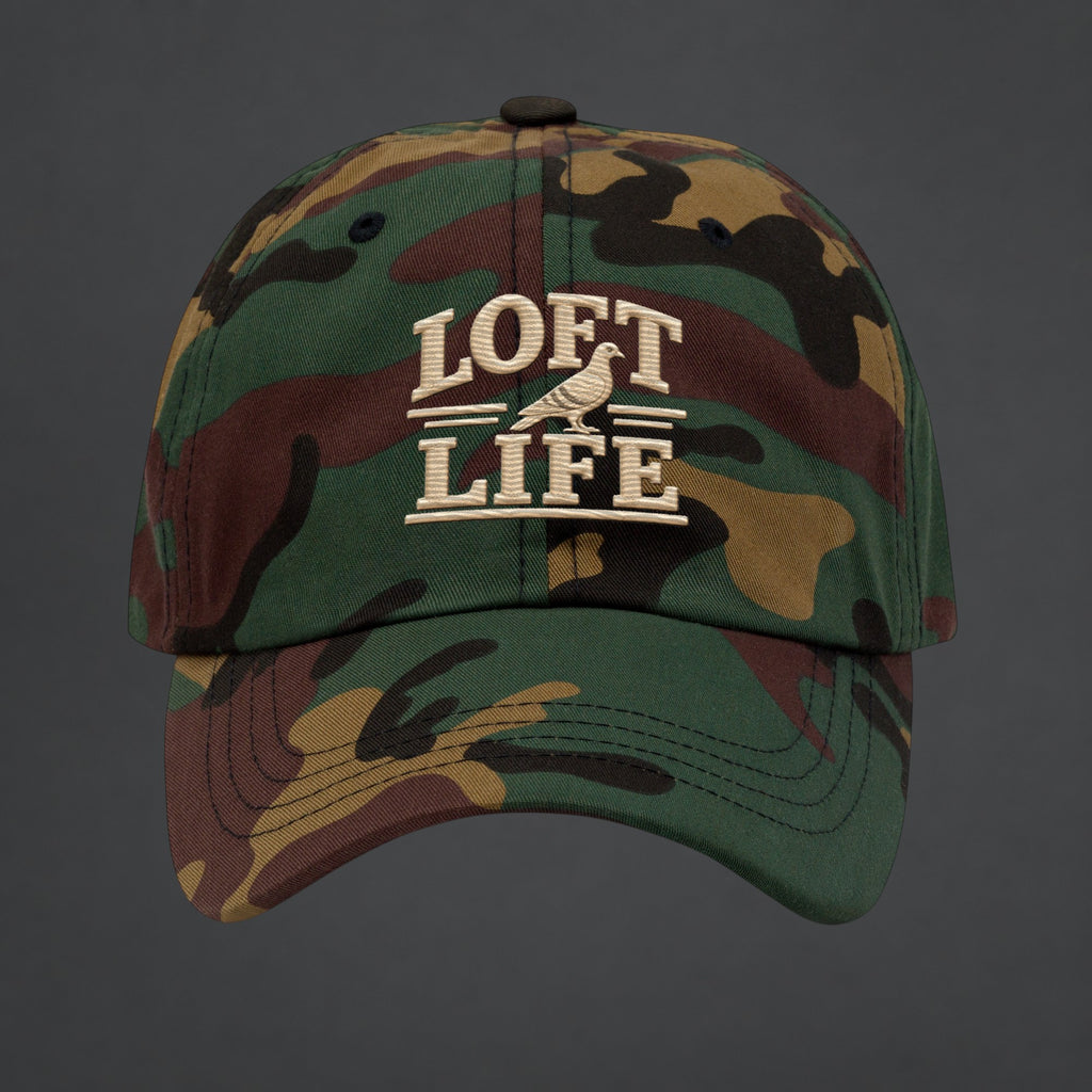 Loft Life Pigeon Embroidered Dad Cap — Bird Folk