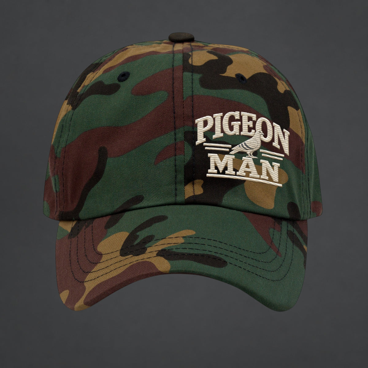 Pigeon Man Embroidered Dad Cap — Bird Folk