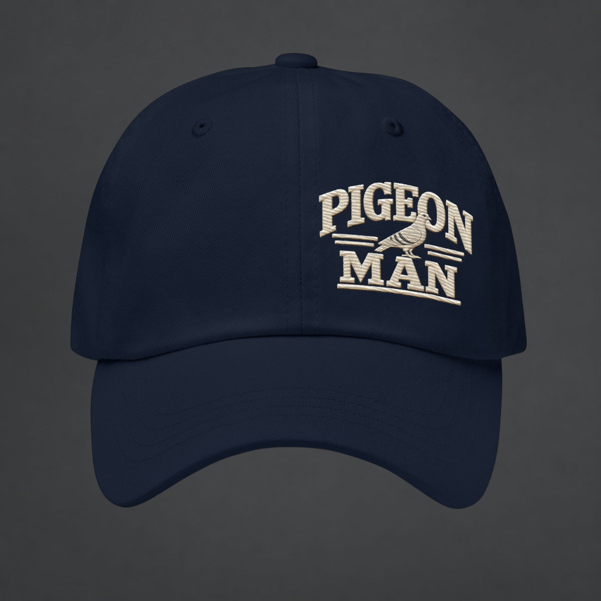 Pigeon Man Embroidered Dad Cap — Bird Folk