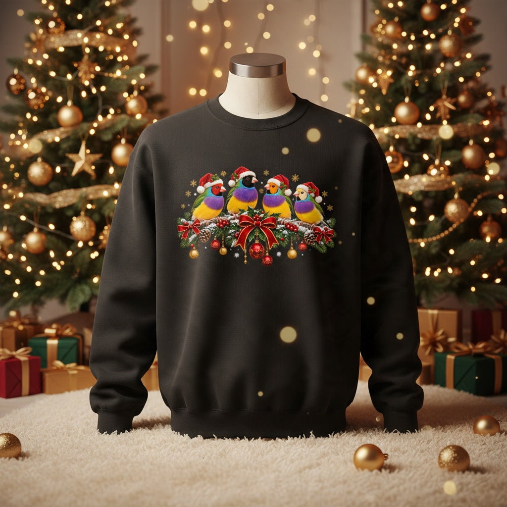 Gouldian Finch Christmas Jumper – Festive Gouldian Finches
