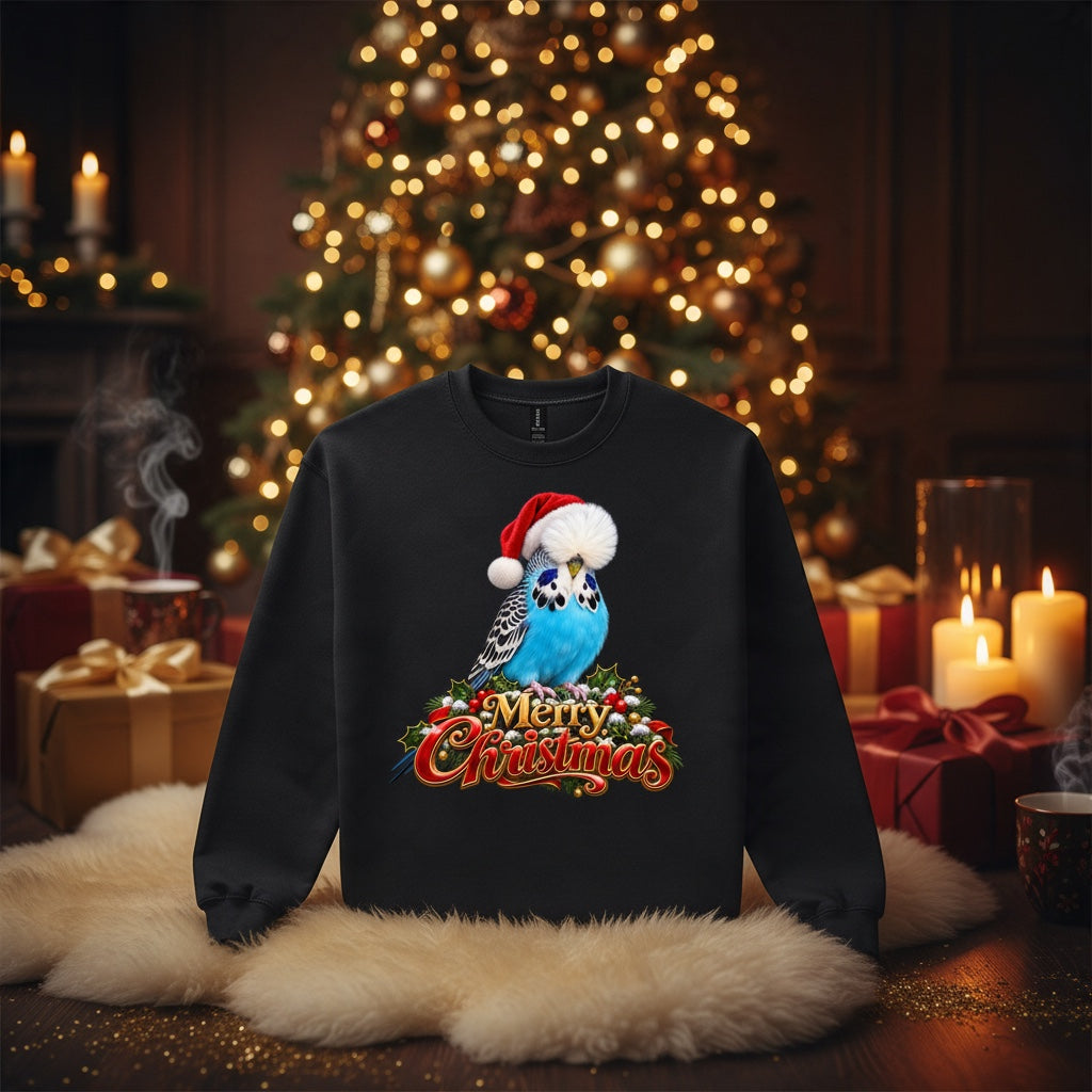 Blue Show Budgie Christmas Jumper – Merry Christmas