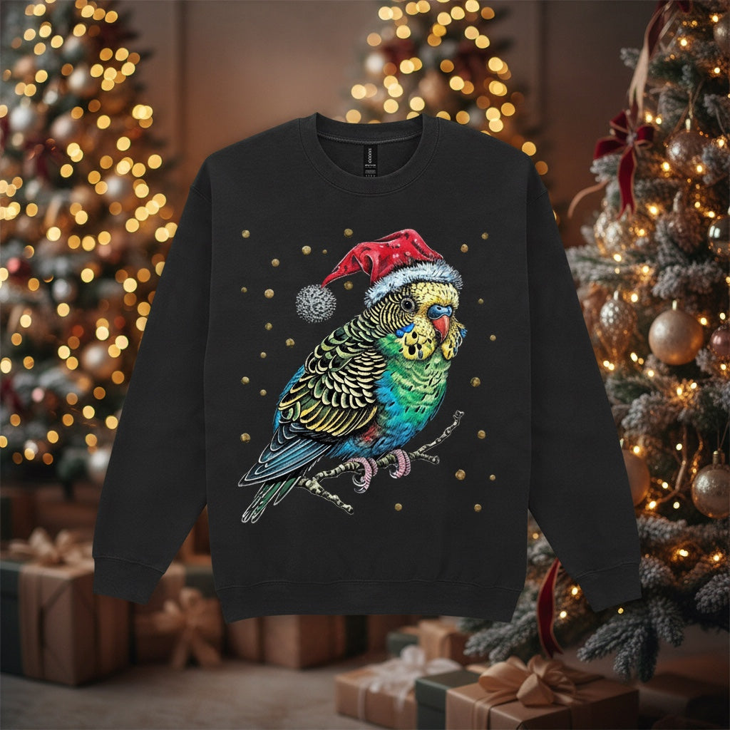 Green Budgie Christmas Jumper – Santa Hat